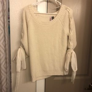 Ivory Sweater with Ribbon Detail